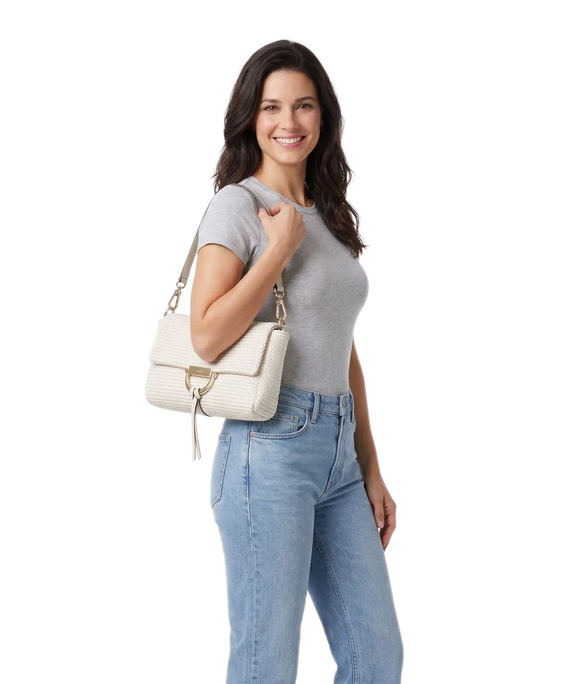 Abro Raffia Classica Temi Sac porté épaule beige