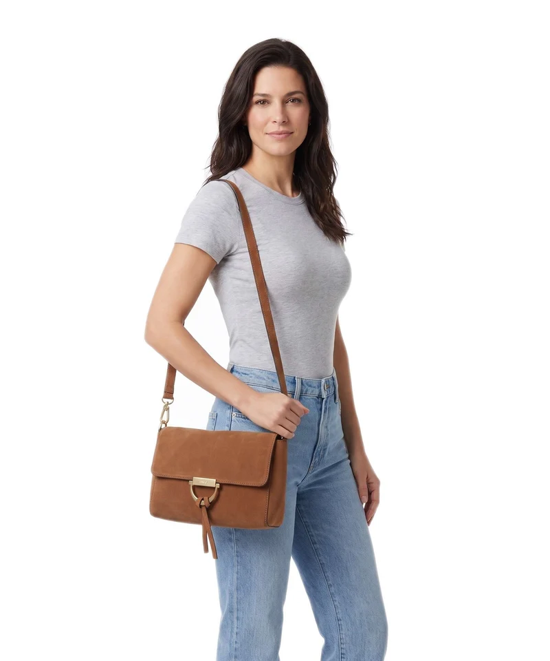 Abro Suede Temi Sac porté épaule cuoio