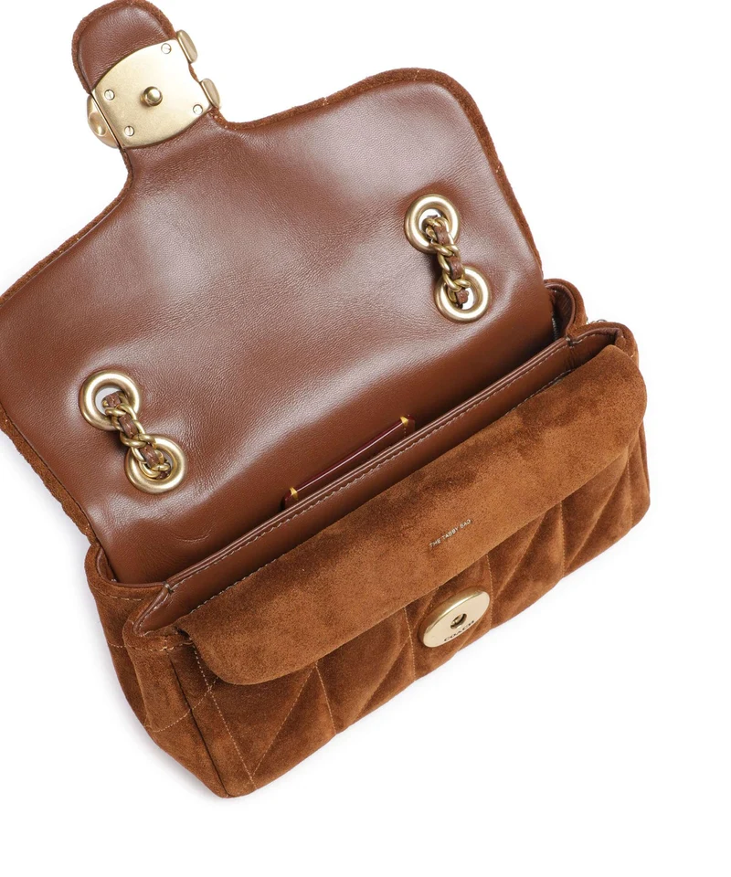 Coach Tabby Quilted Suede 20 Sac porté épaule warm brown