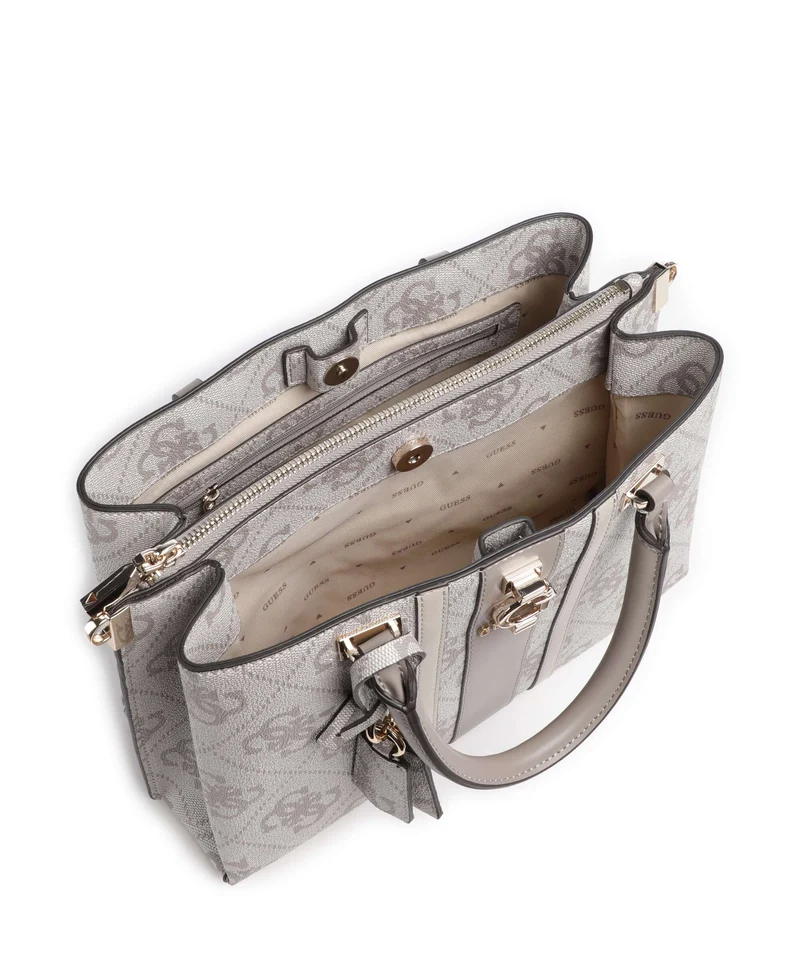 Guess Erenia Sac à main dark taupe logo