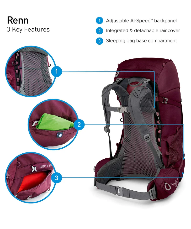 Osprey Renn 65 Sac à dos de trekking pediment grey/linen tan
