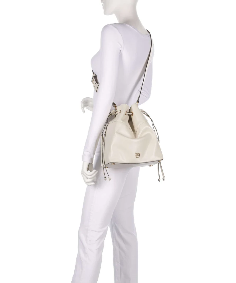 Pinko Secchiello Classic Sac seau bianco seta/antique gold