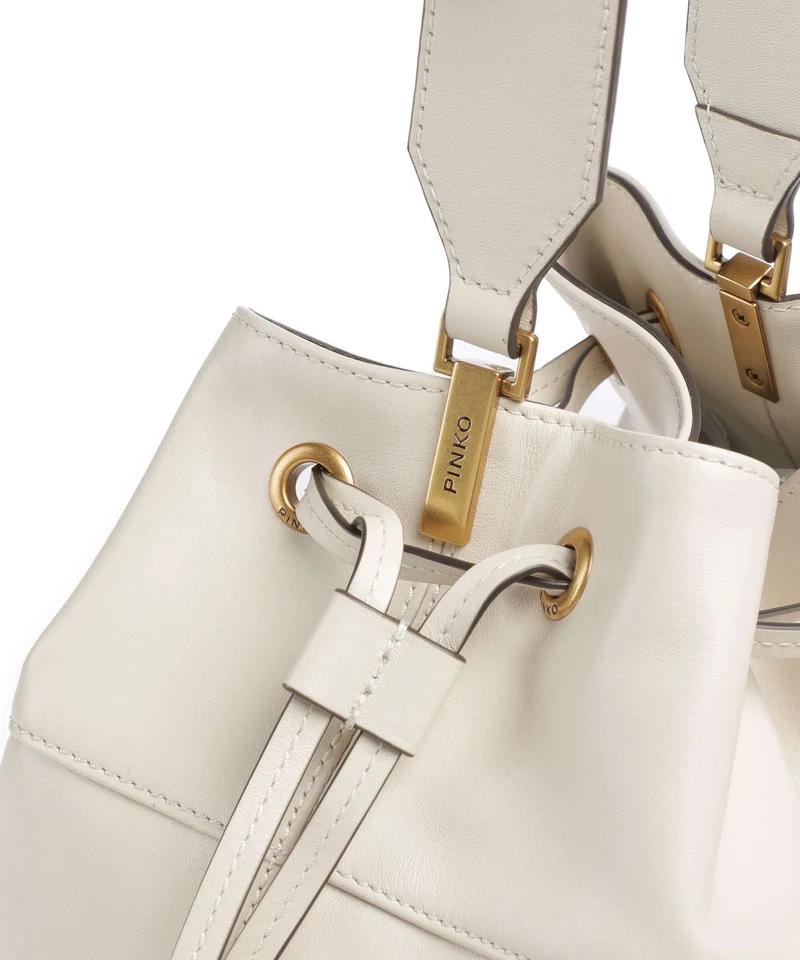 Pinko Secchiello Classic Sac seau bianco seta/antique gold