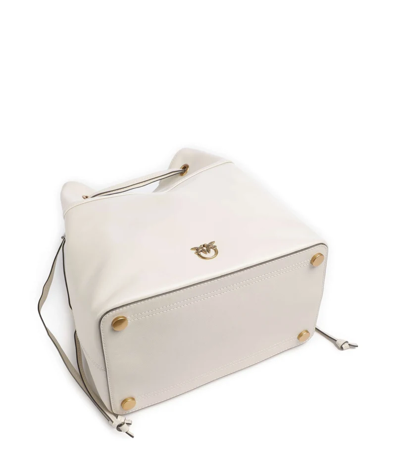 Pinko Secchiello Classic Sac seau bianco seta/antique gold