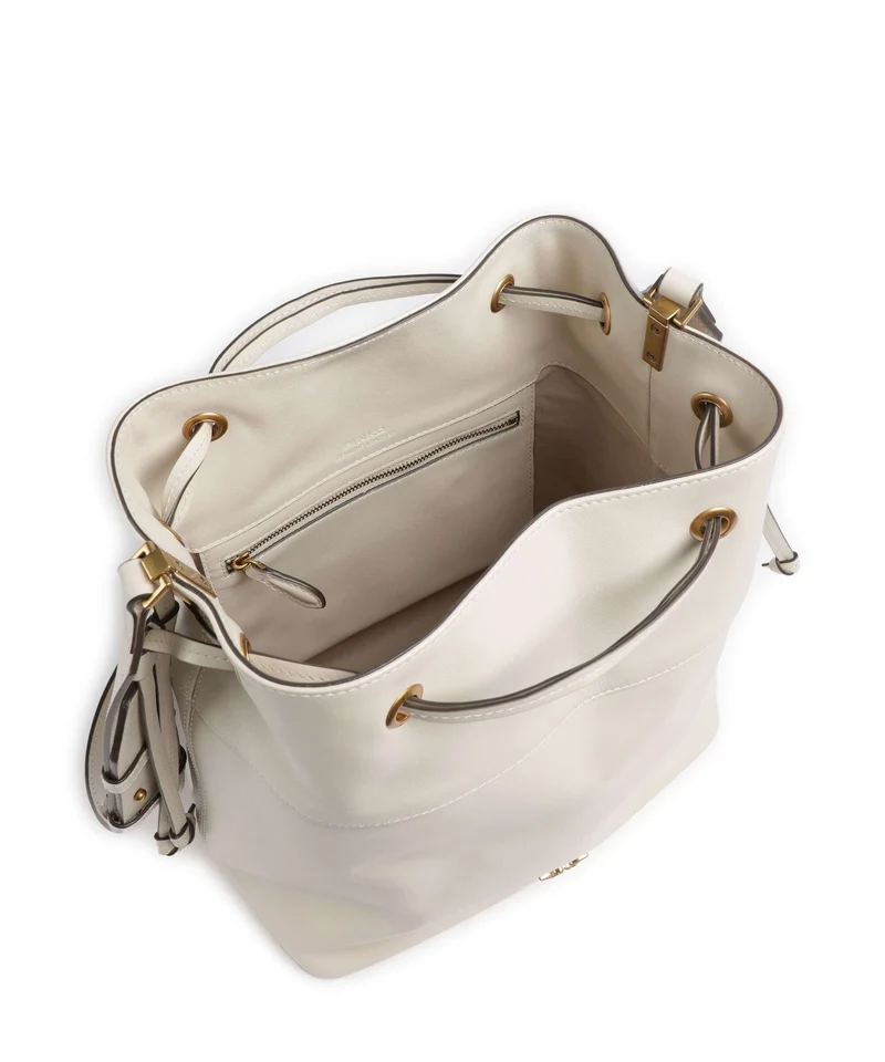 Pinko Secchiello Classic Sac seau bianco seta/antique gold