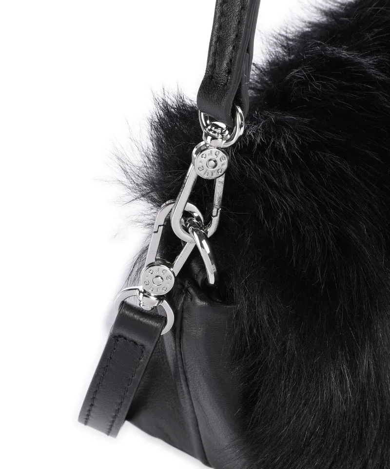 Abro Shearling Mila Sac porté épaule black/nickel