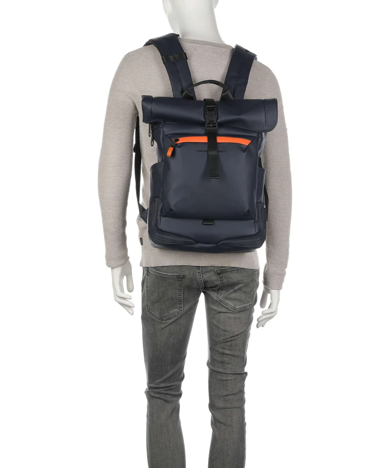 Piquadro Corner 2.0 Sac à dos roll-top blue