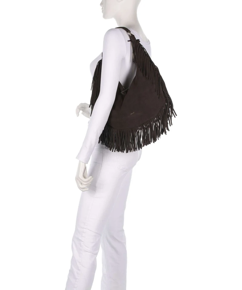 Abro Suede Nana Fringes Sac fourre-tout dark brown