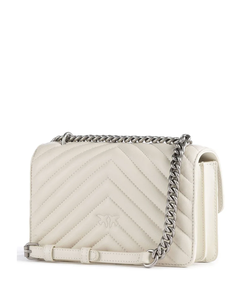 Pinko Love One Mini Sac porté épaule bianco seta/old silver