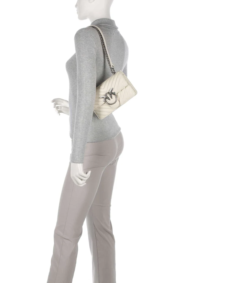 Pinko Love One Mini Sac porté épaule bianco seta/old silver