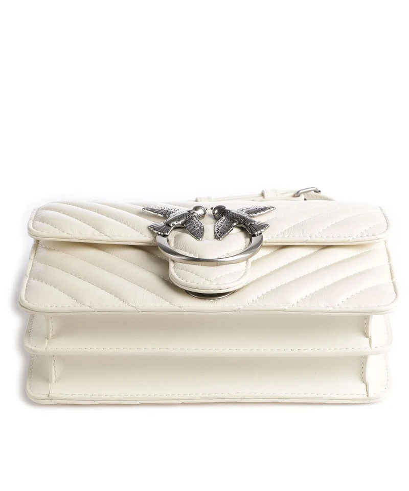 Pinko Love One Mini Sac porté épaule bianco seta/old silver