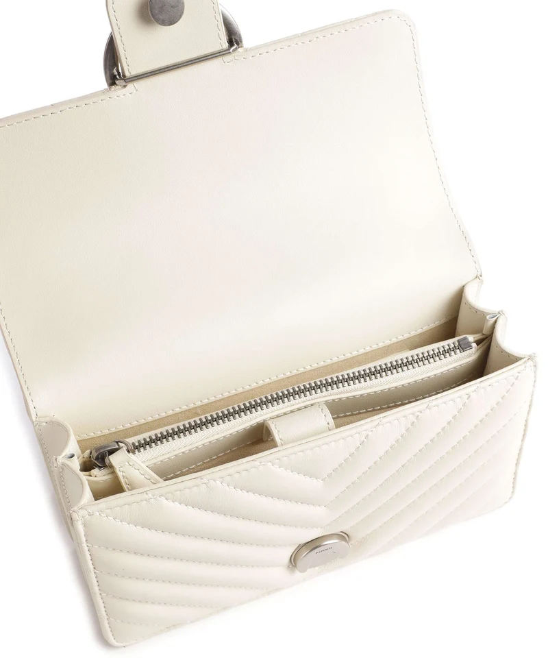 Pinko Love One Mini Sac porté épaule bianco seta/old silver