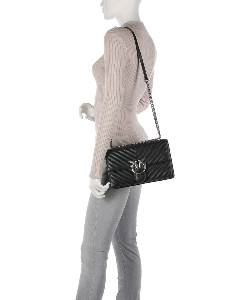 Pinko Love One Classic Sac porté épaule nero/old silver