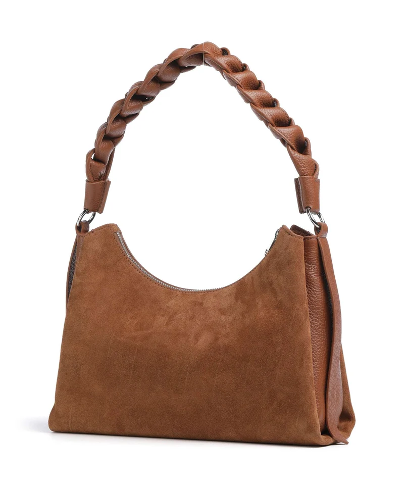 Coccinelle Boheme Suede Sac porté épaule cognac