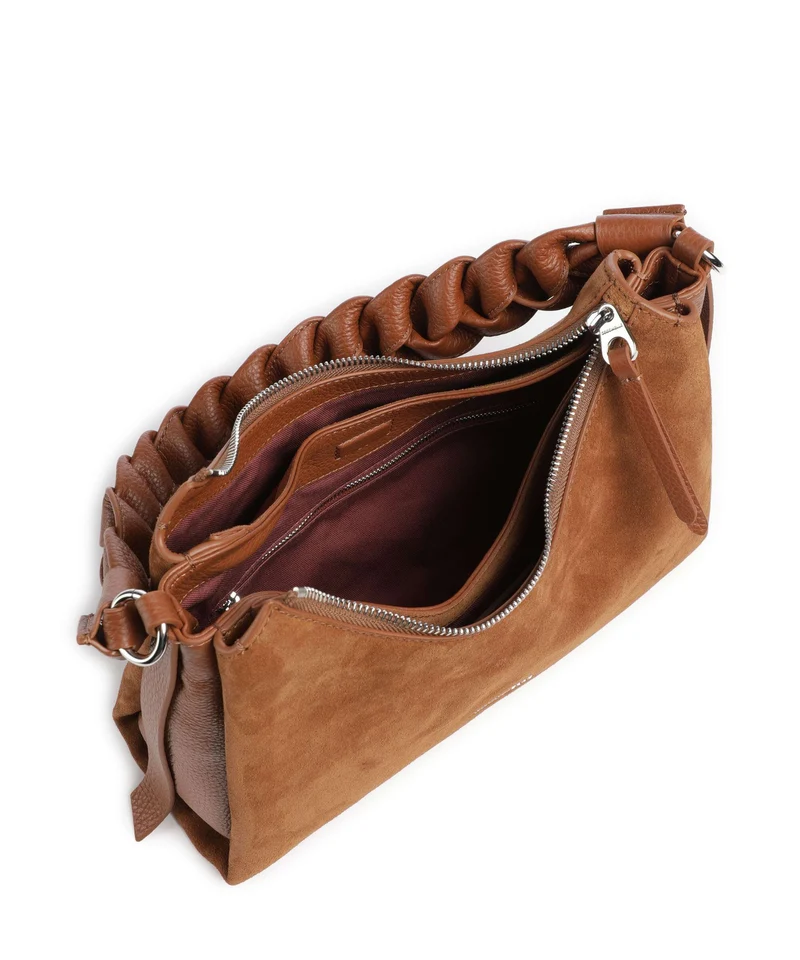 Coccinelle Boheme Suede Sac porté épaule cognac