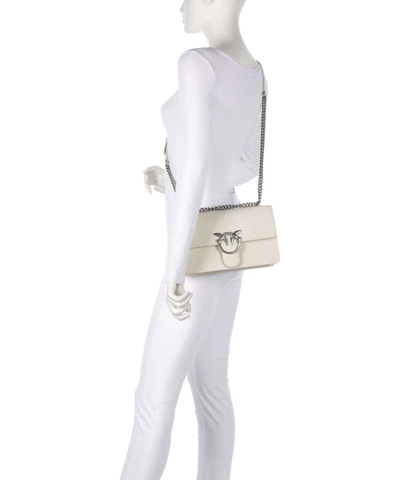 Pinko Love One Classic Sac porté épaule bianco seta/old silver