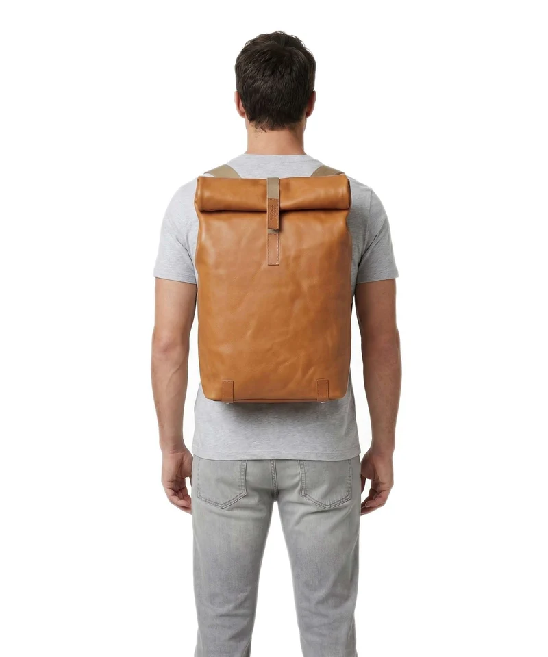 Brooks England Pickwick Leather Large Sac à dos roll-top cognac