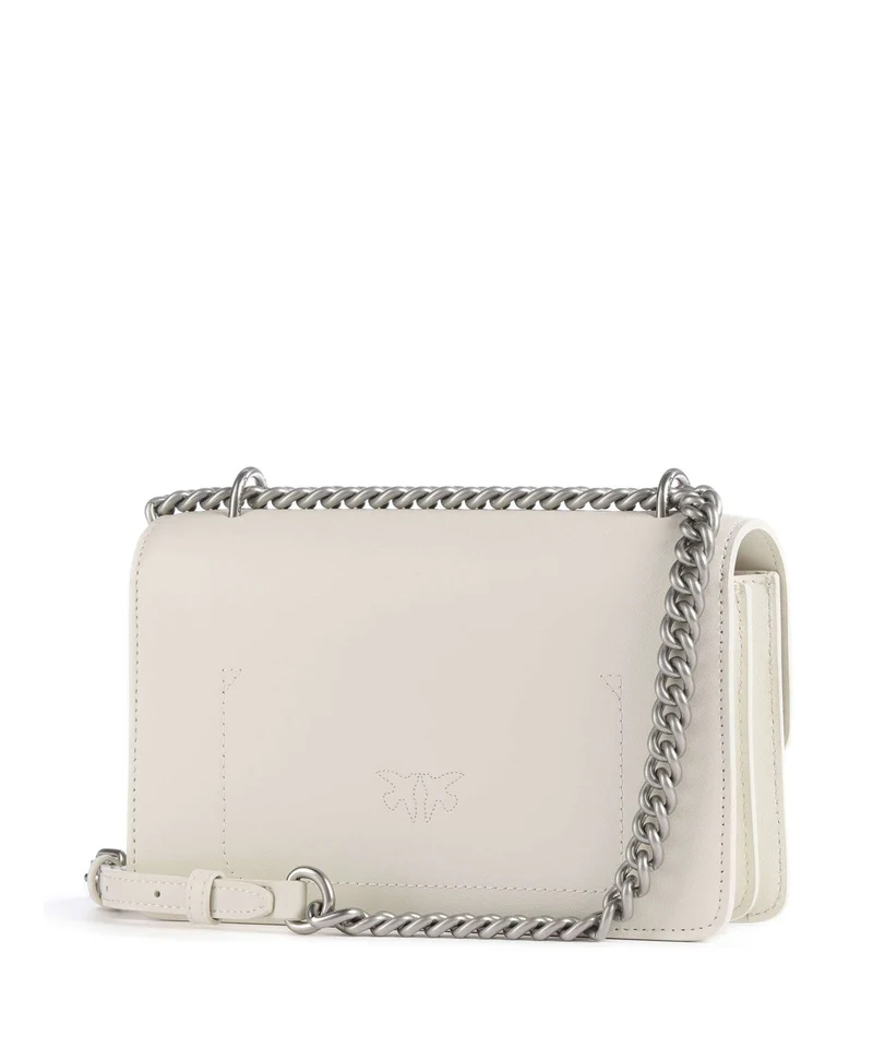 Pinko Love One Mini Sac porté épaule bianco seta/old silver