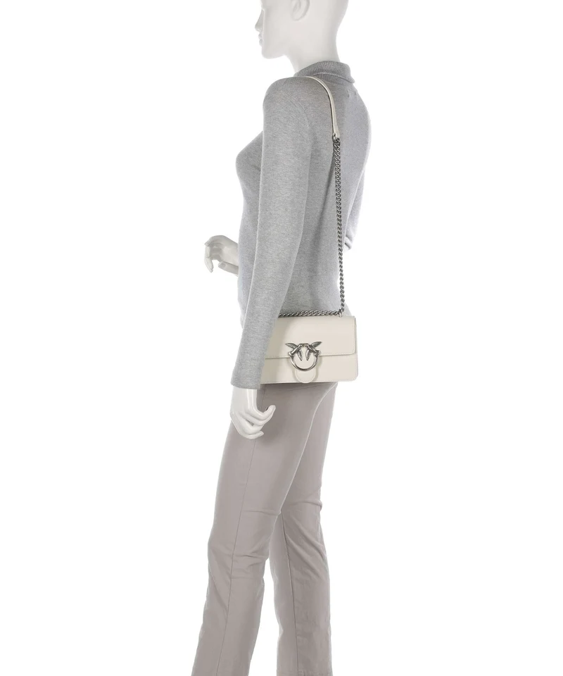Pinko Love One Mini Sac porté épaule bianco seta/old silver