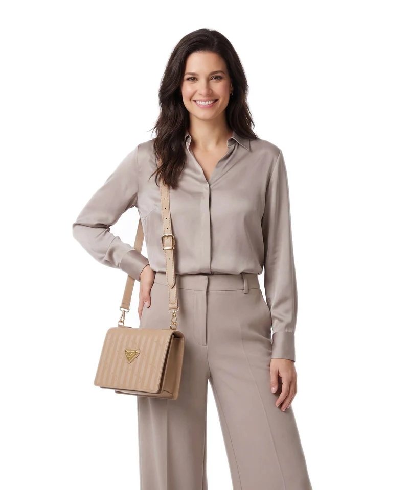 Maison Mollerus Vinerus Melide Sac bandoulière cappuccino beige/nastro