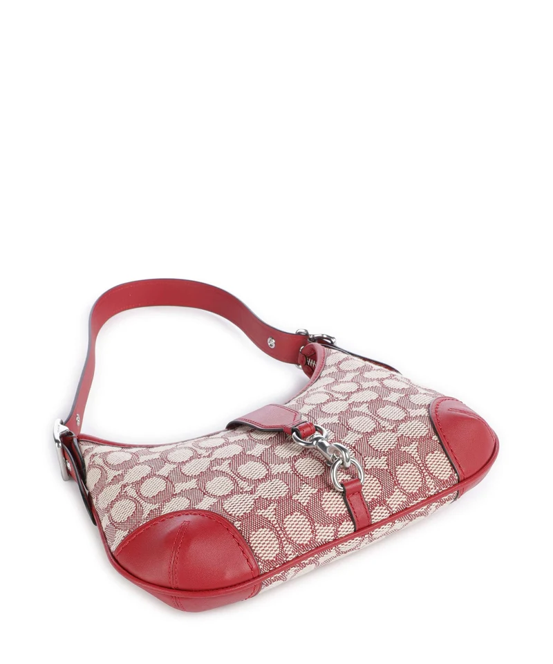 Coach Hamptons Signature Jacquard Sac porté épaule ruby/ivory