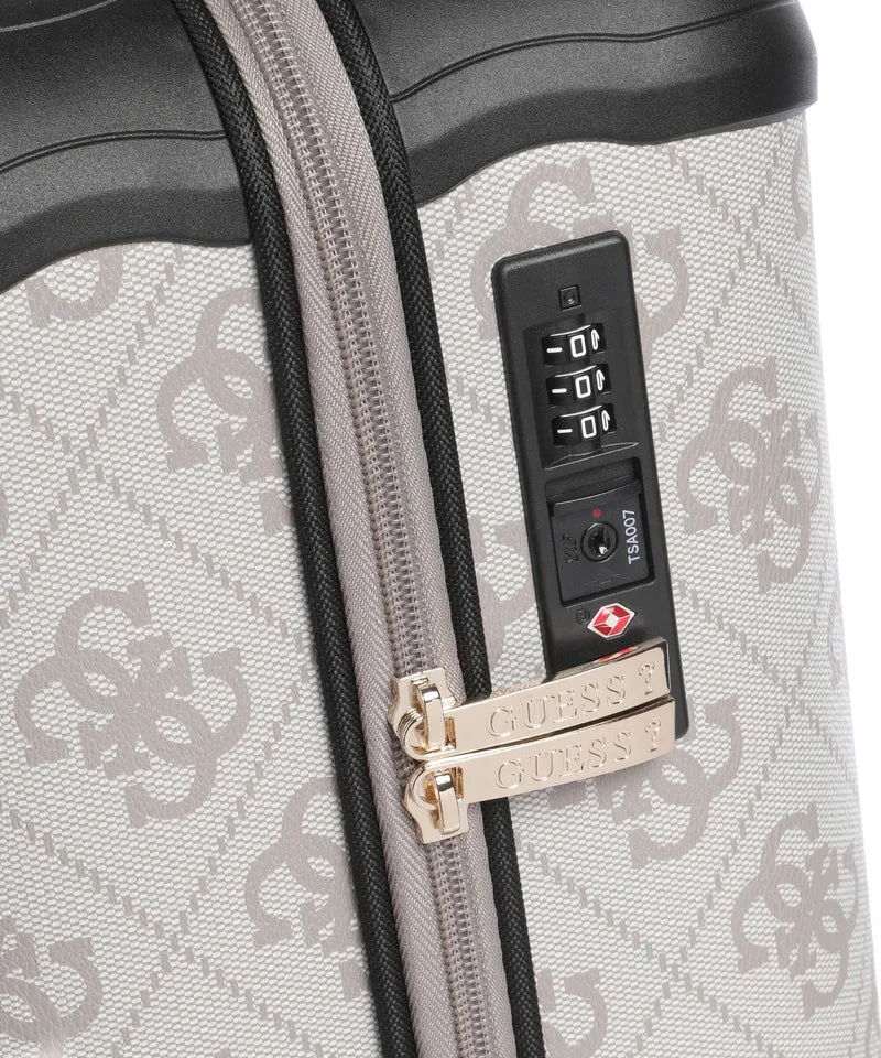Guess Berta 4G Logo Valise 4 roues dark taupe logo