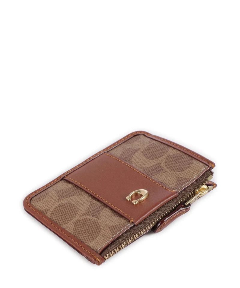 Coach Étui à cartes crédit tan caramel