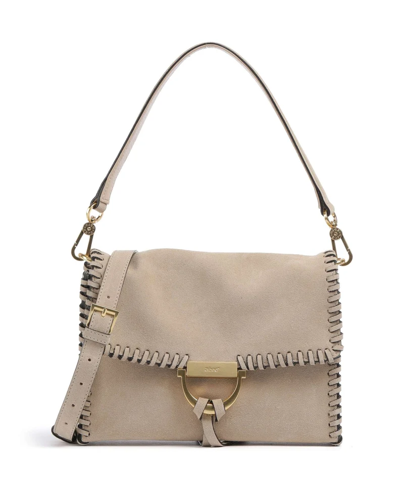 Abro Suede Temi Stitch Sac porté épaule natural