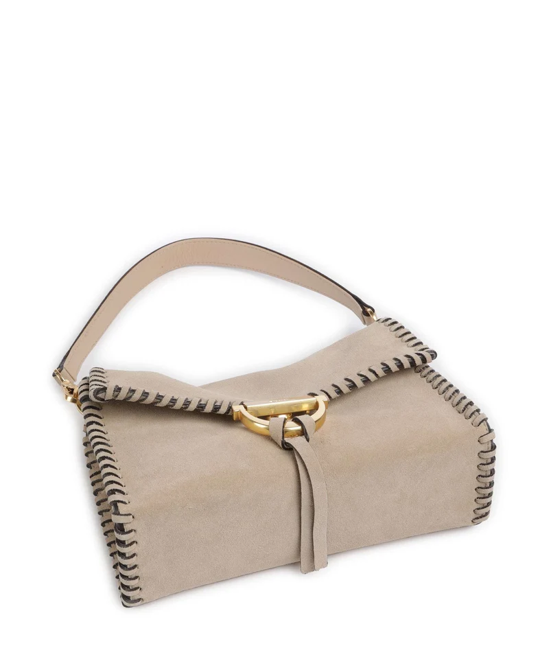 Abro Suede Temi Stitch Sac porté épaule natural