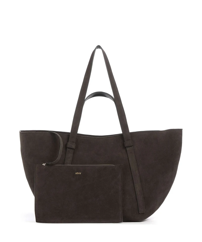 Abro Suede Cosmo Large Cabas dark brown