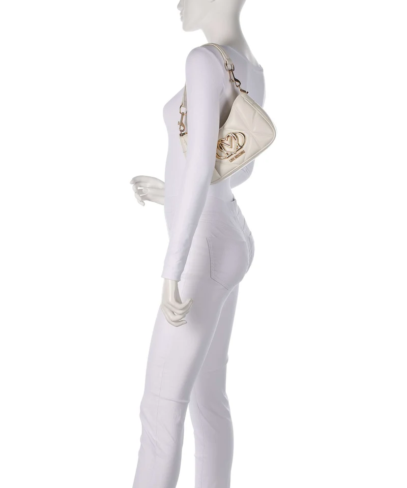 Love Moschino Embossed Q Sac porté épaule ivory