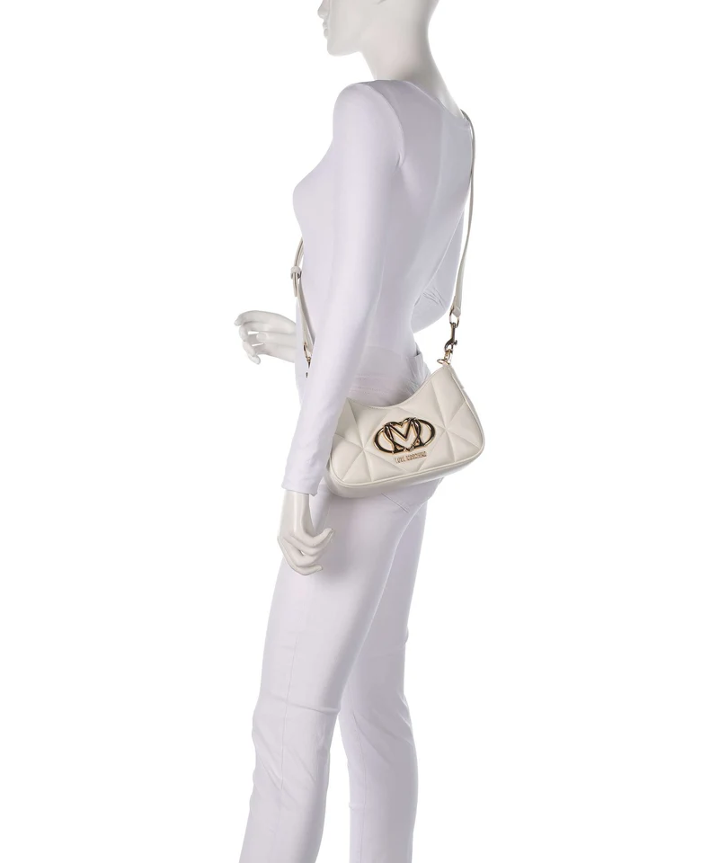 Love Moschino Embossed Q Sac porté épaule ivory
