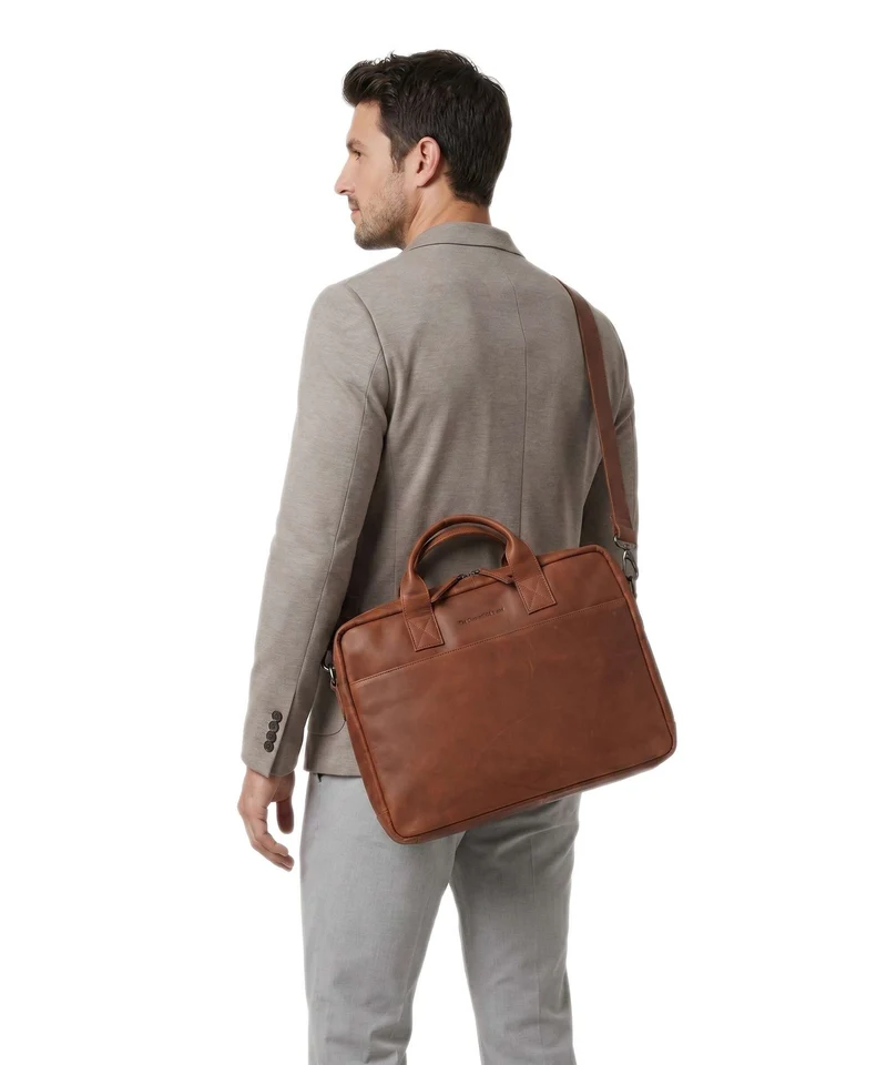 The Chesterfield Brand Cow Wax Pull Up Frazer Porte-document cognac