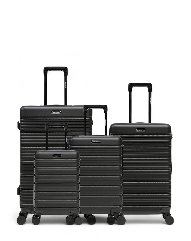 Lot de 4 Valises Rigides Grand Format, Taille Moyenne, Cabine et Cabine XS LUGANO