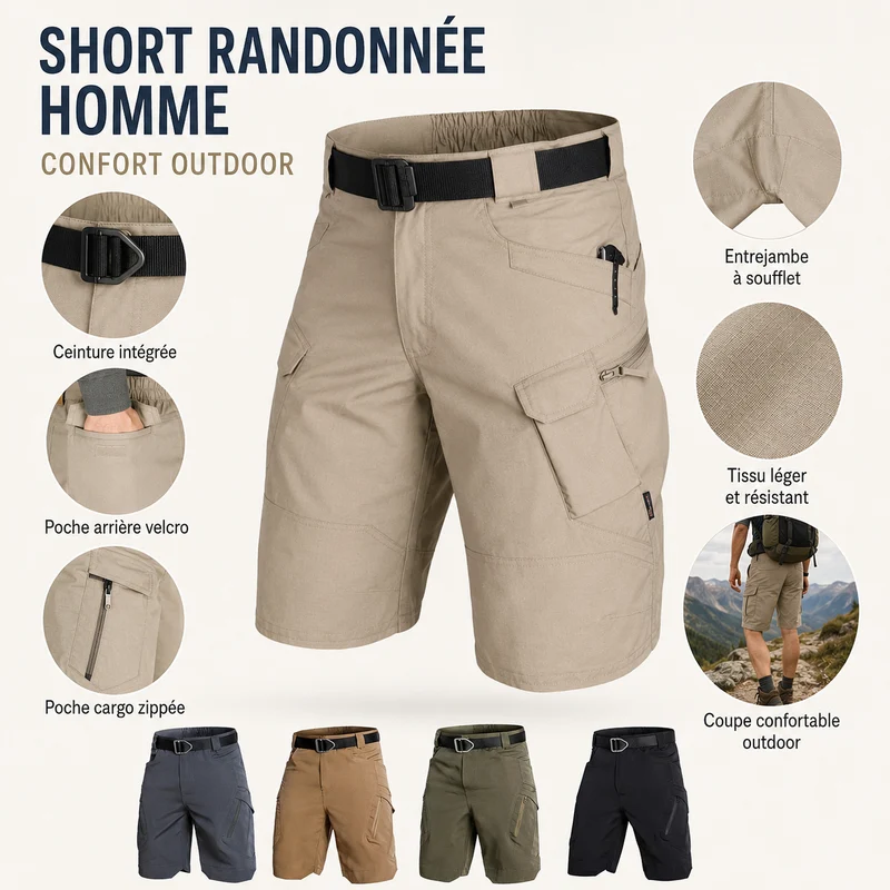 Short randonnée homme confort outdoor
