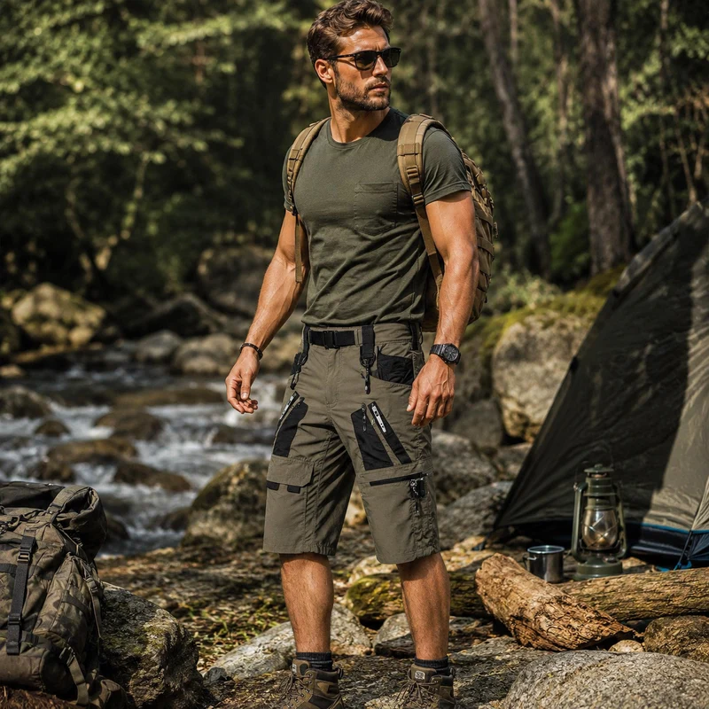 Short trekking homme multi-poches