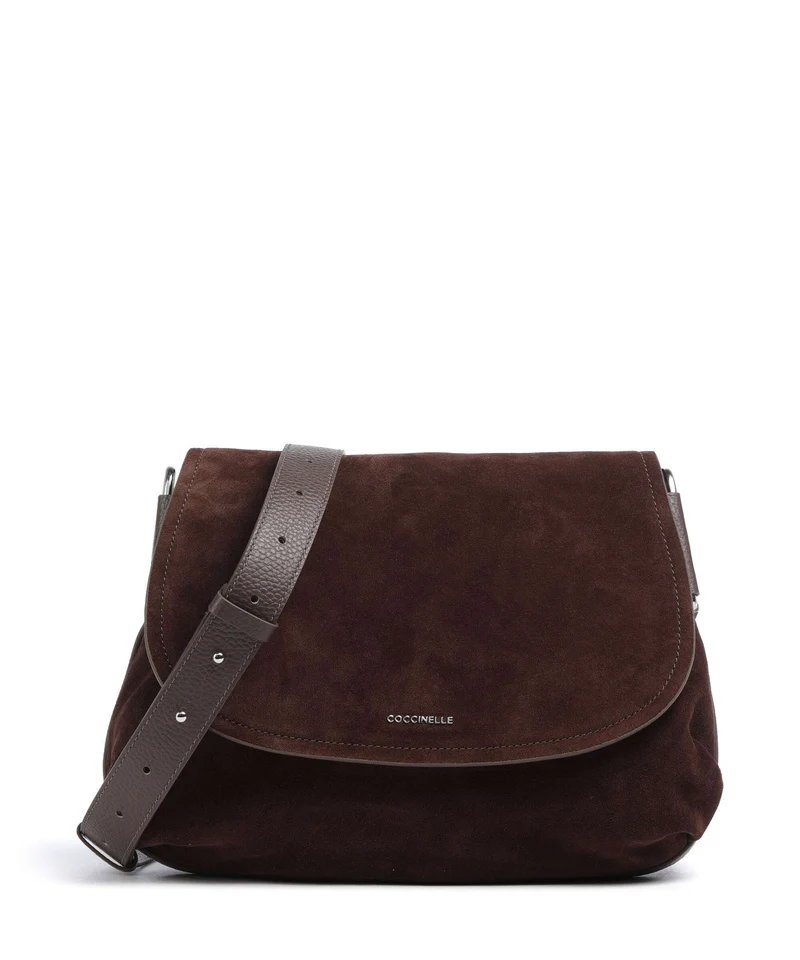 Coccinelle Rebekka Suede Sac porté épaule brunette
