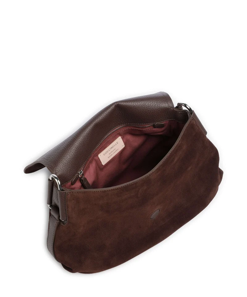 Coccinelle Rebekka Suede Sac porté épaule brunette