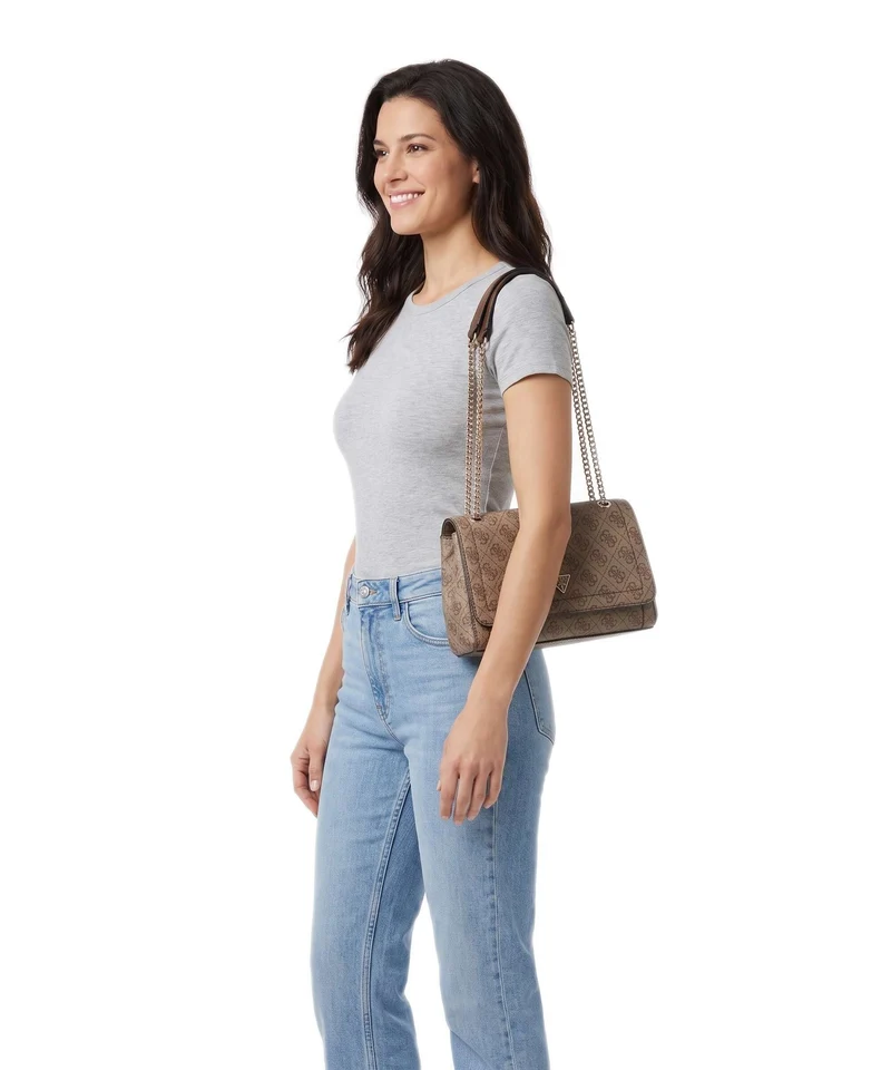 Guess Noelle Sac porté épaule latte logo/brown