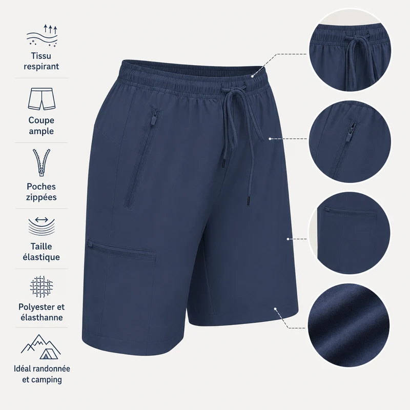 Short randonnée femme respirant