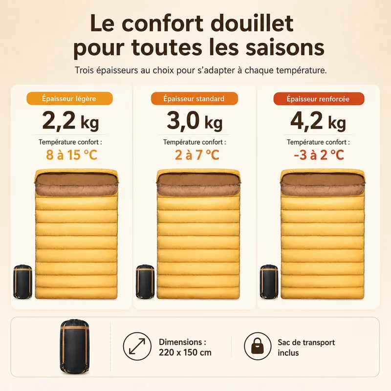 Sac de couchage randonnée duo hiver