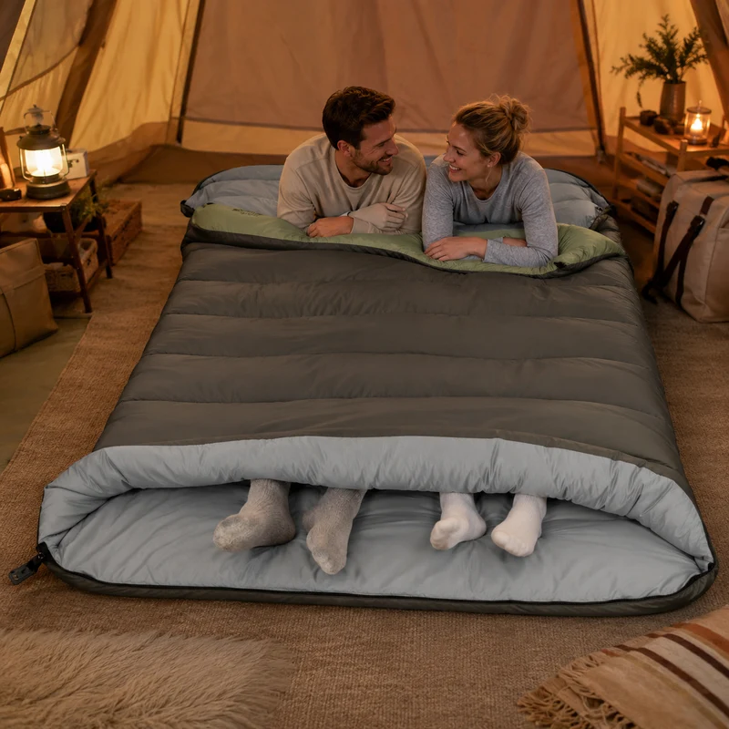 Sac de couchage camping 2 personnes chaud