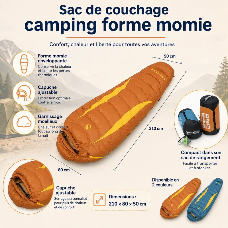 Sac de couchage camping forme momie
