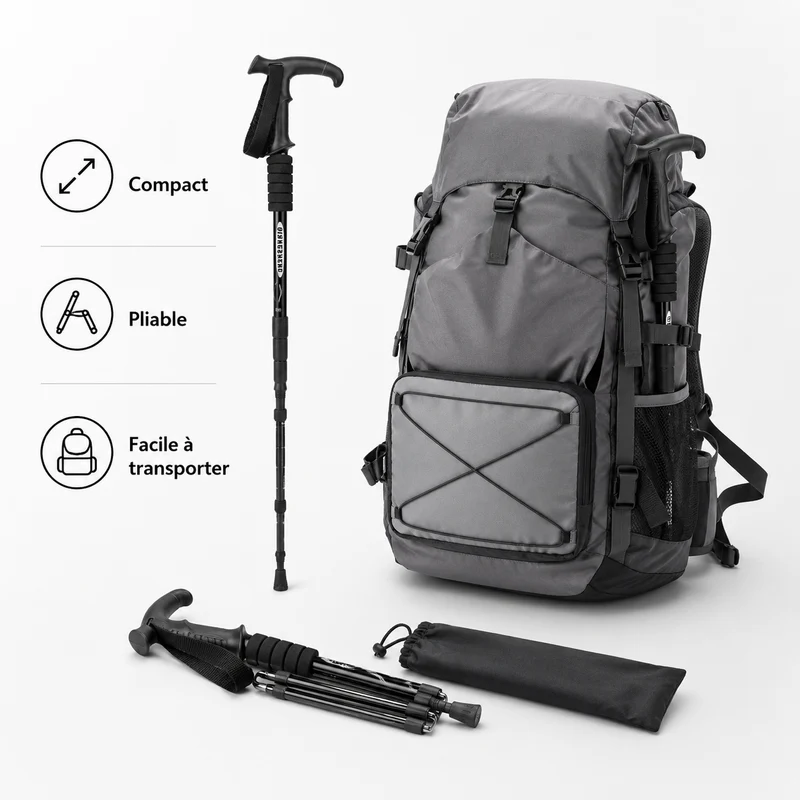 Bâton de randonnée télescopique pliable