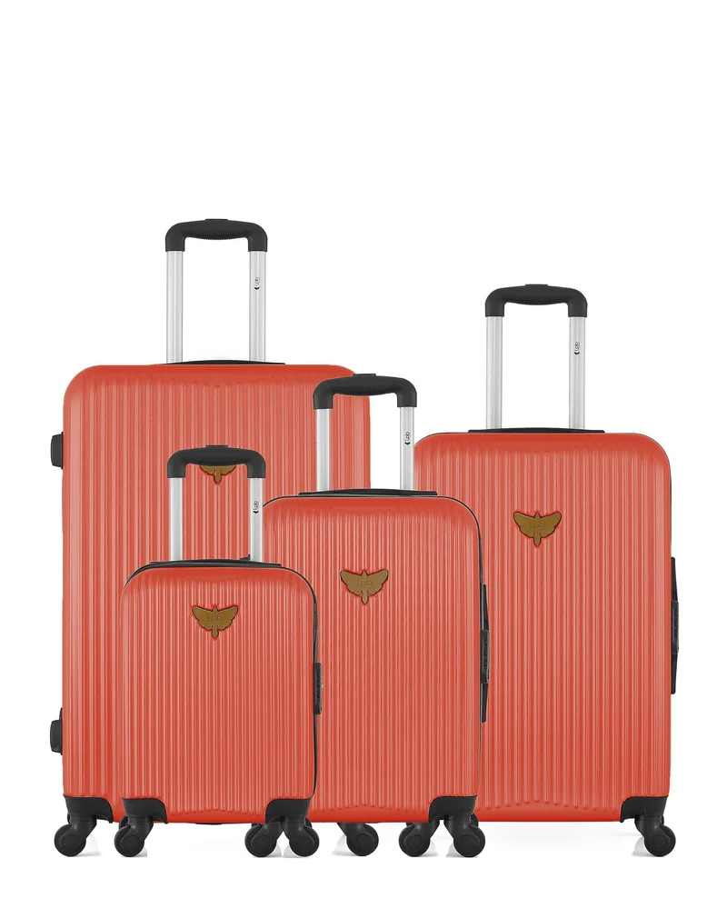 Lot de 4 valises rigides grand format, moyenne, cabine et cabine XXS AGATA