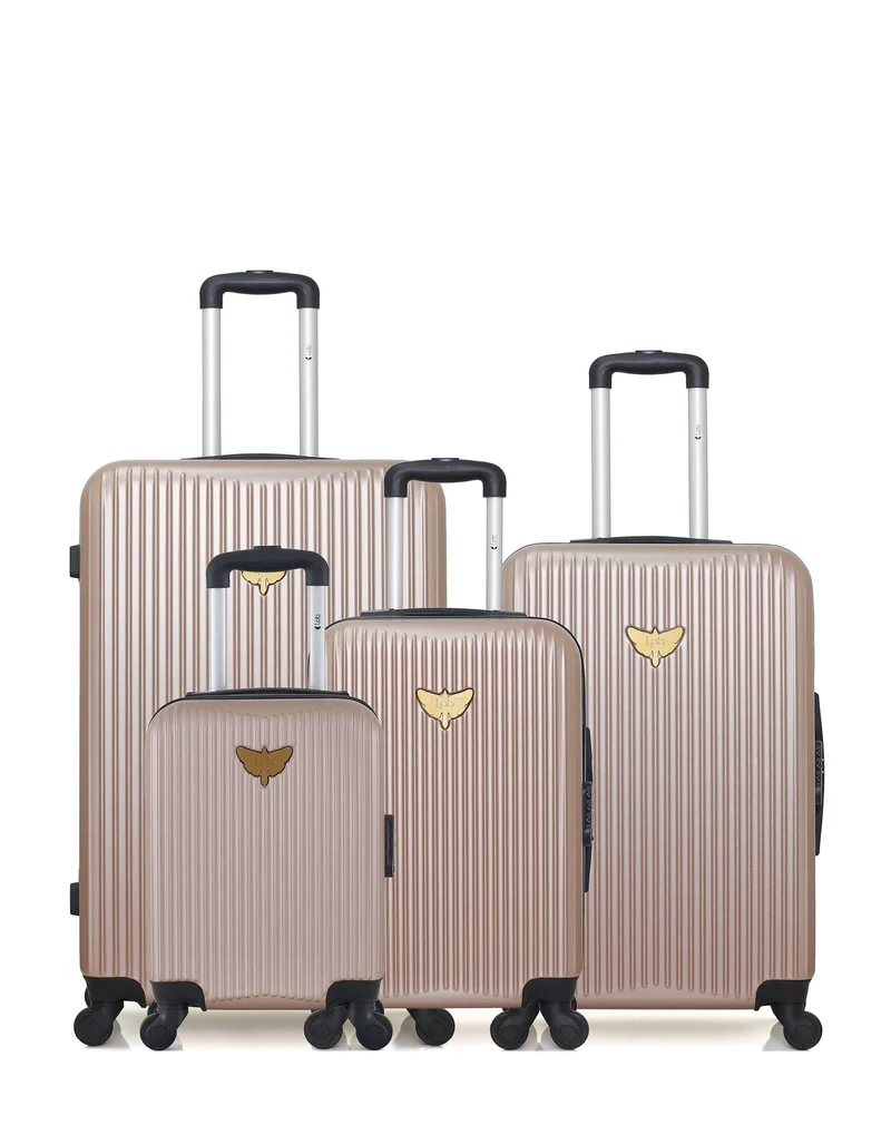 Lot de 4 valises rigides grand format, moyenne, cabine et cabine XXS AGATA
