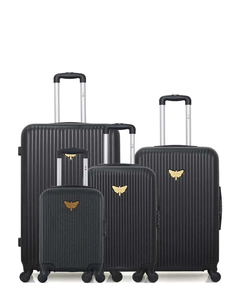 Lot de 4 valises rigides grand format, moyenne, cabine et cabine XXS AGATA