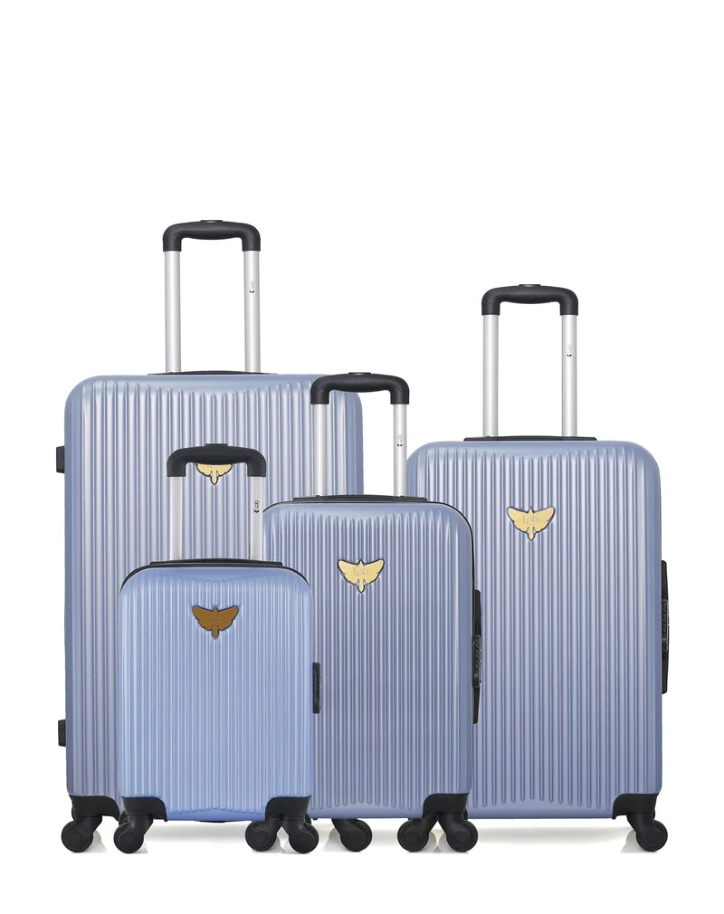 Lot de 4 valises rigides grand format, moyenne, cabine et cabine XXS AGATA
