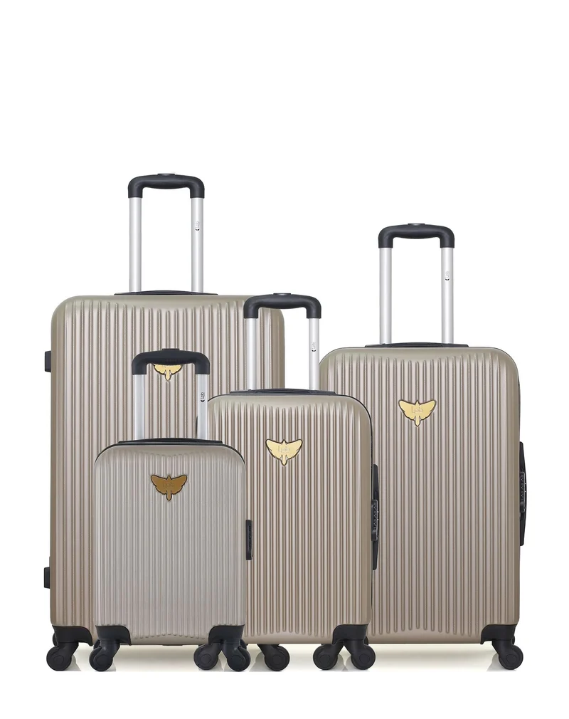 Lot de 4 valises rigides grand format, moyenne, cabine et cabine XXS AGATA