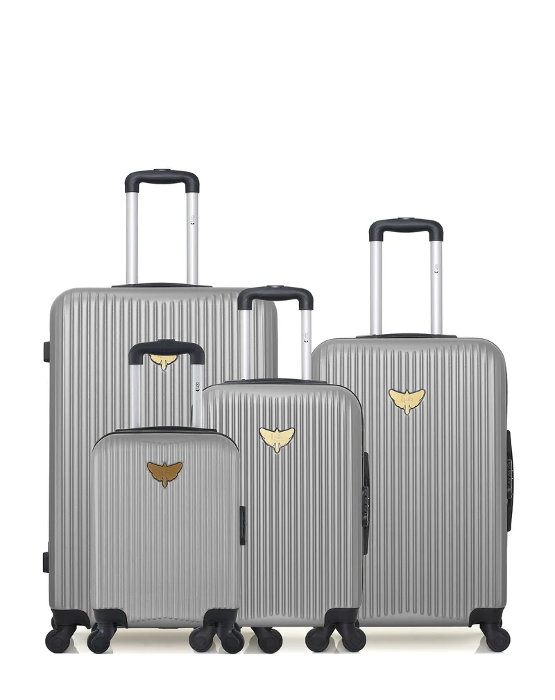 Lot de 4 valises rigides grand format, moyenne, cabine et cabine XXS AGATA